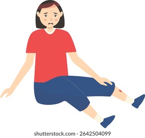 Mulheres com Dor e Lesão. Isolado no fundo branco. Ilustração de caractere de desenho animado de vetor