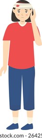 Mulheres com Dor e Lesão. Isolado no fundo branco. Ilustração de caractere de desenho animado de vetor