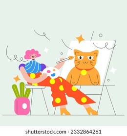 women paint on weekends illustration