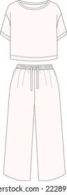 Women pajama sleepwear.  Technical Fashion Illustration.  drawing 