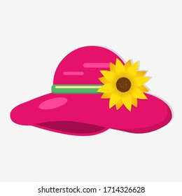 women pamela hat vector illustration in flat style