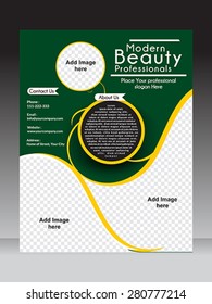 women parlor flyer & magazine template design vector illustration