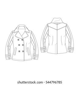 Women Pea Coat Template