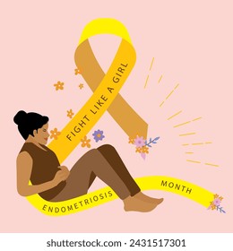 Women with pelvic pain from endometriosis with yellow ribbon