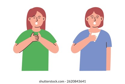 Women Performing Deep Breathing Illustration