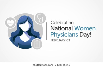 Women Physicians day is observed every year on February 3, Vector illustration