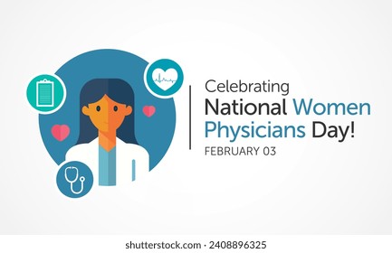 Women Physicians day is observed every year on February 3, Vector illustration