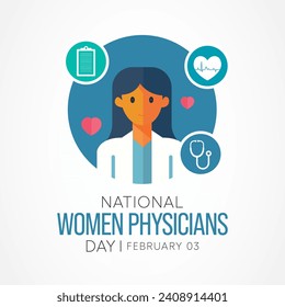 Women Physicians day is observed every year on February 3, Vector illustration