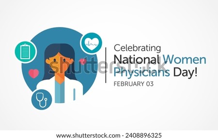 Women Physicians day is observed every year on February 3, Vector illustration