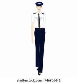 Women Pilot . Vector Illustration.