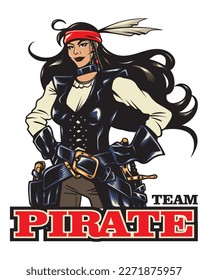 women pirate team vector illustration