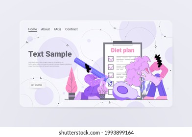 women planning weight loss program diet plan healthy nutrition concept horizontal copy space