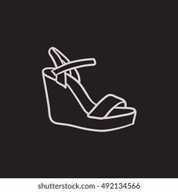 Women platform sandal vector sketch icon isolated on background. Hand drawn Women platform sandal icon. Women platform sandal sketch icon for infographic, website or app.