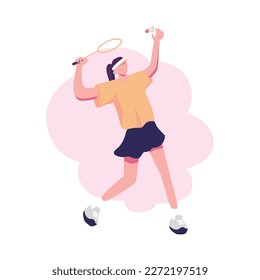 women playing badminton flat style illustration vector design