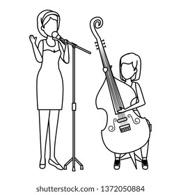 women playing cello and sing characters
