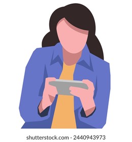 women are playing games on smartphones. suitable for the game theme. play, win, lose. flat vector illustration.