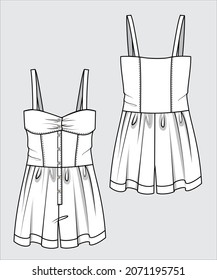 WOMEN PLAYSUIT WITH SKORT IN VECTOR FILE
