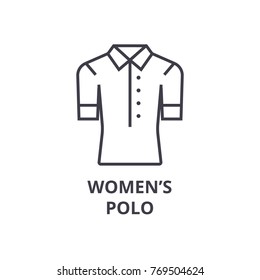 women polo line icon, outline sign, linear symbol, vector, flat illustration