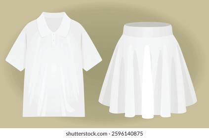 Women polo t shirt and mini skirt. vector illustration