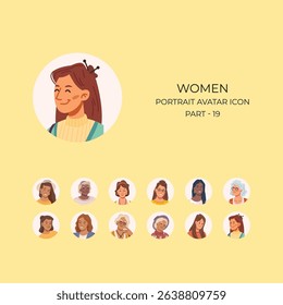 Women portrait avatar icon Part19