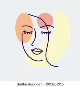 Women portraits. Female abstract hand drawn contemporary portrait, fashion girls silhouettes, modern female face posters.