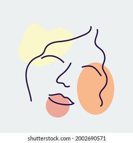 Women portraits. Female abstract hand drawn contemporary portrait, fashion girls silhouettes, modern female face posters.