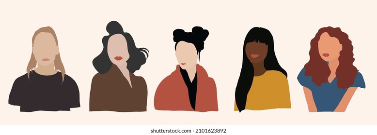 Women portraits illustration collection. Fashion illustration design for social media post, poster,cover, wall art, home decoration and wallpaper.