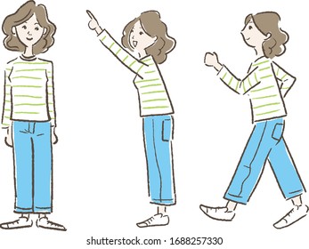 Women pose hand drawn vector set