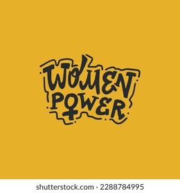Women Power. Handwritten vector lettering. Unique hand drawn nursery poster. Cute phrases. Ink brush calligraphy. Scandinavian nordic style quote. Poster design, t-shirt print. Illustration art