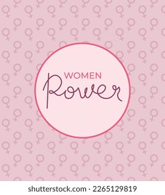 Women Power Lettering On Pattern With Venus Sign Vector Design Concept For Decoration