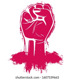 Women power. Vector illustration. Hand female illustration. Women resist symbol.