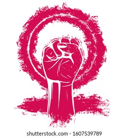 Women power. Vector illustration. Hand female illustration. Women resist symbol.