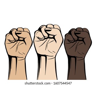Women power. Vector illustration. Hands female illustration. Women resist symbol.