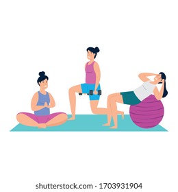 women practicing exercise isolated icon vector illustration design