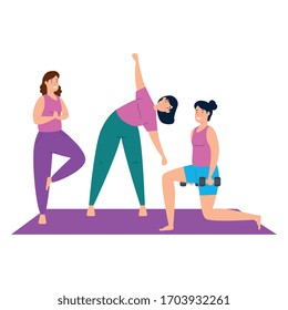 women practicing exercise isolated icon vector illustration design