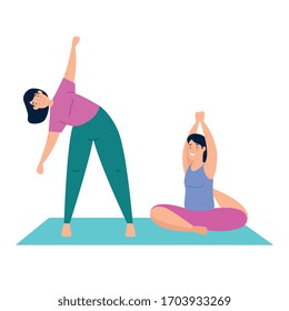 women practicing exercise isolated icon vector illustration design