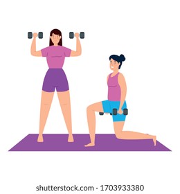 women practicing exercise isolated icon vector illustration design