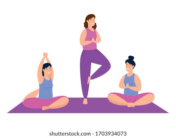 women practicing exercise isolated icon vector illustration design