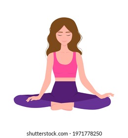 Women practicing yoga vector illustration. Isolated female in yoga pose on white background. Yoga position.