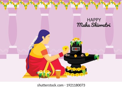 Women praying Lord shiva. Hindu festival. Maha shivratri celebration and pooja.