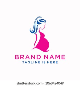 women pregnant logo vector icon template