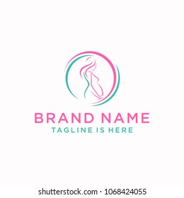 women pregnant logo vector icon template