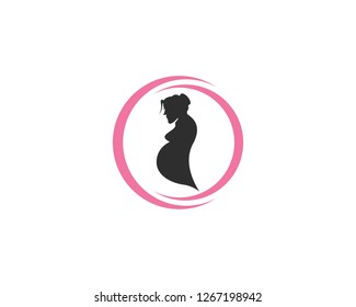 women pregnant logo vector icon template