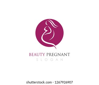 women pregnant logo vector icon template