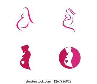 women pregnant logo vector icon template