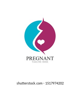 women pregnant logo vector icon template