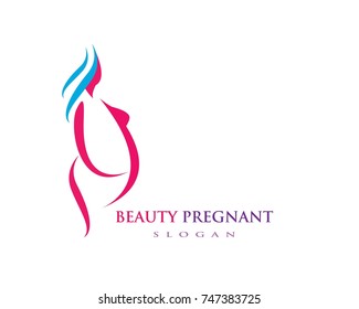women pregnant logo vector icon template