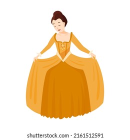 princesa mujer con disfraces medievales ilustraciones de caricatura. Reina, personajes aristócratas. Historia, concepto de estilo