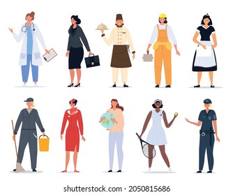 Women Profession Collection Girls Different Work Stock Vector (Royalty ...