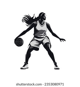 Women professional basketball player silhouette